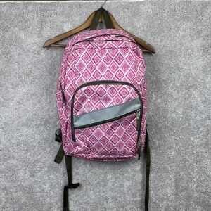 L.L.Bean Deluxe Book Backpack Pink Diamond Geometric W/ Tech Pocket